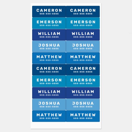 Blauw of om het even welke kleurennaam en waterdic labels (Vel)