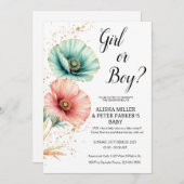 Blauw of Roze Aquarel Geslacht Reveal Save The Date (Voorkant / Achterkant)