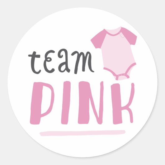 Blauw of Roze Baby Geslacht onthullen | Team Roze Ronde Sticker (Voorkant)