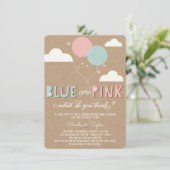 Blauw of roze Baby Geslacht Openen Partij uitnodig Kaart (Staand voorkant)