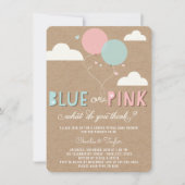 Blauw of roze Baby Geslacht Openen Partij uitnodig Kaart (Voorkant)