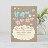 Blauw of roze Baby Geslacht Openen Partij uitnodig Kaart (Staand voorkant)