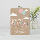 Blauw of roze Baby Geslacht Openen Partij uitnodig Kaart (Staand voorkant)