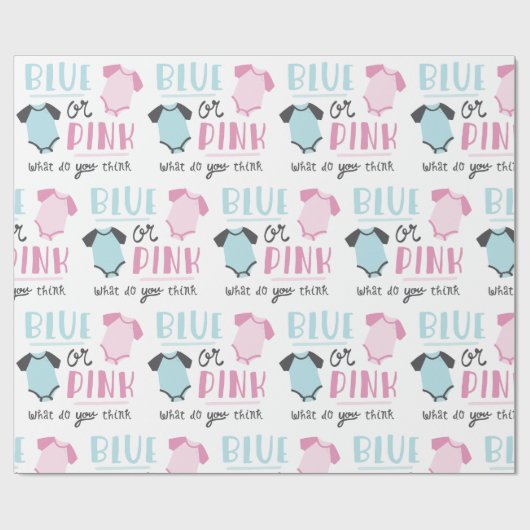 Blauw of roze Baby onthullen feestschoen Cadeaupapier (Vlak)