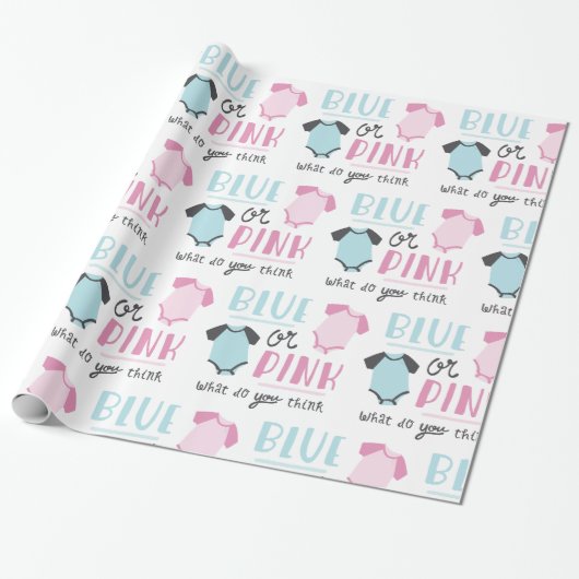 Blauw of roze Baby onthullen feestschoen Cadeaupapier (Uitgerold)