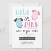 Blauw of roze Baby onthullen feestschoen Kaart (Voorkant)