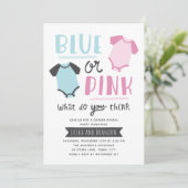 Blauw of roze Baby onthullen feestschoen Kaart (Staand voorkant)