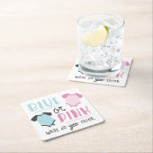 Blauw of roze Baby onthullen feestschoen Kartonnen Onderzetters (Insitu)