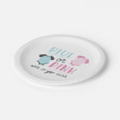 Blauw of roze Baby onthullen feestschoen Papieren Bordje (Gekanteld)