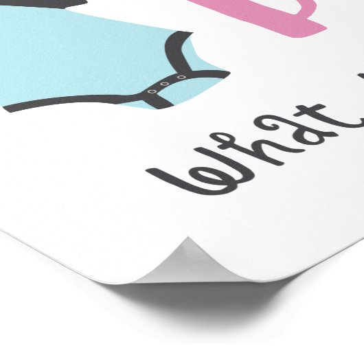 Blauw of roze Baby onthullen feestschoen Poster (Hoek)