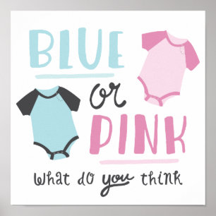 Blauw of roze Baby onthullen feestschoen Poster