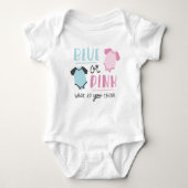 Blauw of roze Baby onthullen feestschoen Romper (Voorkant)