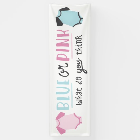 Blauw of roze Baby onthullen feestschoen Spandoek (Verticaal)