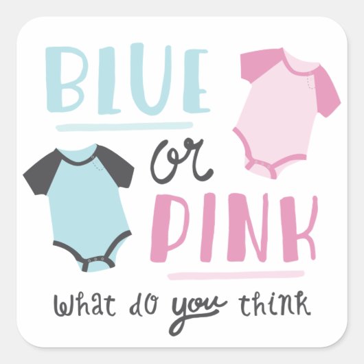 Blauw of roze Baby onthullen feestschoen Vierkante Sticker (Voorkant)