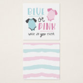 Blauw of roze Baby onthullen feestschoen Vierkante Visitekaartjes (Voorkant /achterkant)