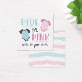 Blauw of roze Baby onthullen feestschoen Vierkante Visitekaartjes (Bureau)