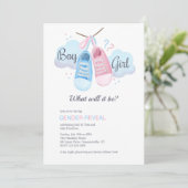 Blauw of roze Baby schoen Kaart (Staand voorkant)