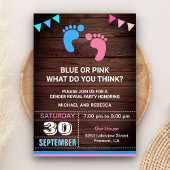 Blauw of Roze Baby Voetafdrukken Gender Reveal Par Kaart