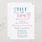 Blauw of roze Baby Weest Weer een uitnodiging (Voorkant / Achterkant)