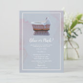 Blauw of Roze Bassinet Geslacht onthullen Kaart (Staand voorkant)