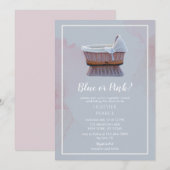 Blauw of Roze Bassinet Geslacht onthullen Kaart (Voorkant / Achterkant)