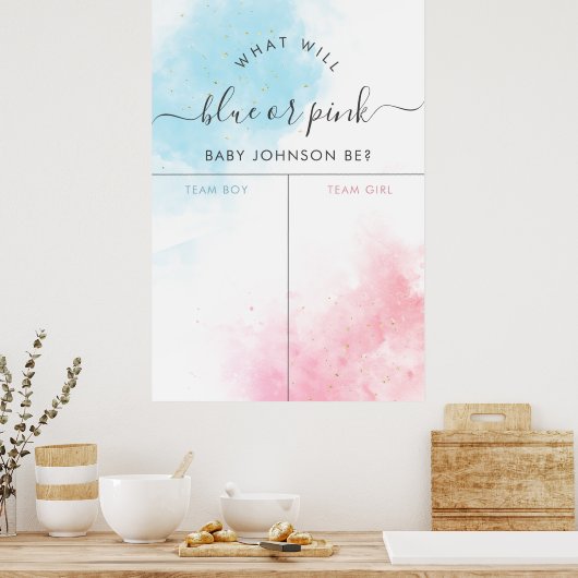 Blauw of Roze Blush Gender openbaart stembord Poster (Keuken)