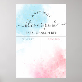 Blauw of Roze Blush Gender openbaart stembord Poster