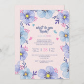 Blauw of roze Floral Gender Reopenbaarmakingsuitno Kaart (Voorkant / Achterkant)