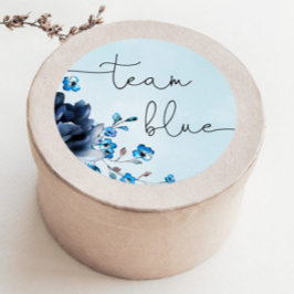 Blauw of roze floresje laat je team blauw zien ronde sticker