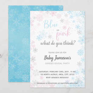 Blauw of roze   Frozen Gender Reveal Baby shower Kaart