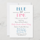 Blauw of roze Genderonderzoek Uitnodiging (Voorkant)