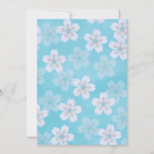 Blauw of Roze Geslacht Onthul Moderne Sakura Bloem Kaart (Achterkant)