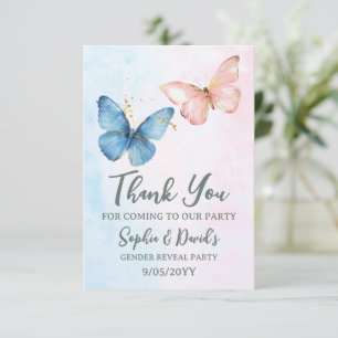 Blauw of roze Geslacht onthullen Baby shower Party Bedankkaart