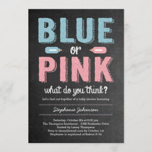 Blauw of roze Geslacht onthullen Baby shower uitno Kaart