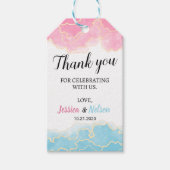 Blauw of roze Geslacht onthullen dankjewel labels Cadeaulabel (Voorkant)