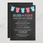 Blauw of Roze Geslacht Onthullen Party Nodig schoo Kaart (Voorkant / Achterkant)