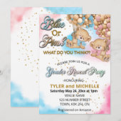 Blauw of Roze Geslacht onthullen Teddybeer uitnodi Kaart (Voorkant / Achterkant)