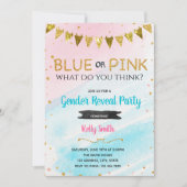 Blauw of roze geslacht onthullen uitnodiging (Voorkant)