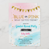 Blauw of roze geslacht onthullen uitnodiging (Voorkant / Achterkant)