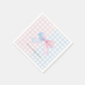 Blauw of roze Gingham Bow Gender Reveal Baby showe Servet (Hoek)