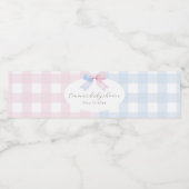 Blauw of Roze Gingham Bow Geslacht Water Fles Labe Waterfles Etiket (Enkel label)
