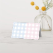 Blauw of Roze Gingham Bow gevouwen voedsel kaart Plaatskaartje (Achterkant)