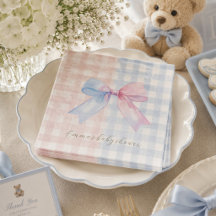 Blauw of Roze Gingham Strik Geslacht Onthulling Ba