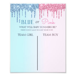 Blauw of roze glitter Kijk naar geslacht Laat stem Foto Afdruk