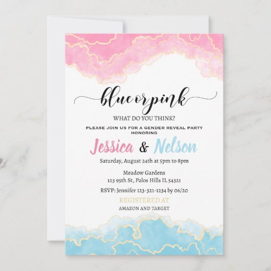 Blauw of roze Hij of zij Man of girl Geslacht Kaart (Voorkant)