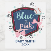 blauw of roze Honkbal of strikken Geslacht onthull Wijn Etiket (Enkel label)
