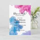 Blauw- of roze-rookgeslacht onthullen uitnodiging (Staand voorkant)