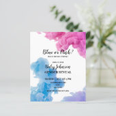 Blauw- of roze-rookgeslacht onthullen uitnodiging (Staand voorkant)