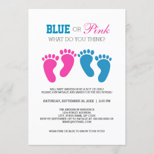 Blauw of Roze Schattige Voet Prints Gender Reveal  Kaart