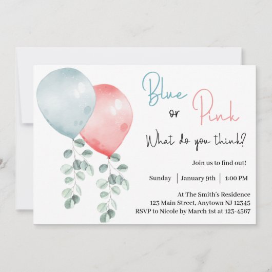 Blauw of Roze Wat Denk Je Geslacht Reveal Kaart (Voorkant)